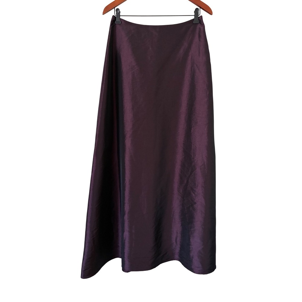 Xscape Lawrence Kirtz Vintage Style Swing Goth Purple Iridescent Maxi Skirt 10